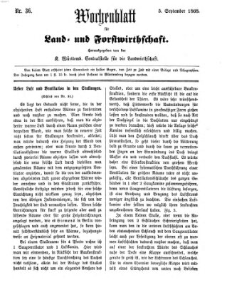 Wochenblatt für Land- und Forstwirthschaft Samstag 5. September 1868