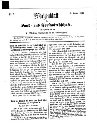 Wochenblatt für Land- und Forstwirthschaft Samstag 9. Januar 1869