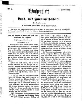 Wochenblatt für Land- und Forstwirthschaft Samstag 16. Januar 1869