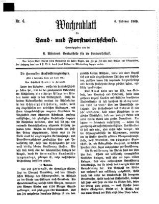 Wochenblatt für Land- und Forstwirthschaft Samstag 6. Februar 1869