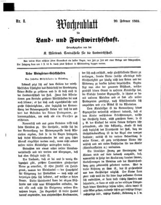 Wochenblatt für Land- und Forstwirthschaft Samstag 20. Februar 1869