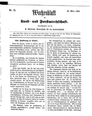 Wochenblatt für Land- und Forstwirthschaft Samstag 20. März 1869