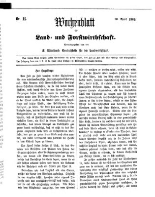 Wochenblatt für Land- und Forstwirthschaft Samstag 10. April 1869