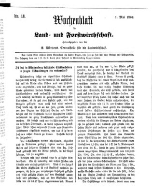 Wochenblatt für Land- und Forstwirthschaft Samstag 1. Mai 1869