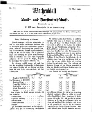 Wochenblatt für Land- und Forstwirthschaft Samstag 29. Mai 1869