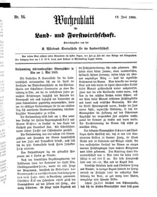 Wochenblatt für Land- und Forstwirthschaft Samstag 12. Juni 1869