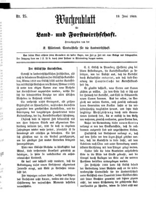 Wochenblatt für Land- und Forstwirthschaft Samstag 19. Juni 1869