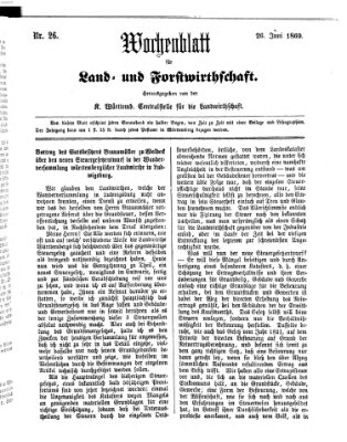 Wochenblatt für Land- und Forstwirthschaft Samstag 26. Juni 1869