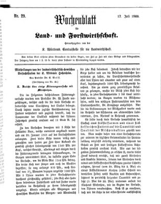 Wochenblatt für Land- und Forstwirthschaft Samstag 17. Juli 1869