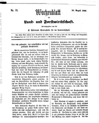 Wochenblatt für Land- und Forstwirthschaft Samstag 28. August 1869