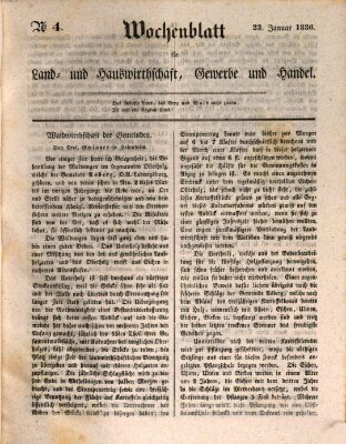 Wochenblatt für Land- und Hauswirthschaft, Gewerbe und Handel (Wochenblatt für Land- und Forstwirthschaft) Samstag 23. Januar 1836