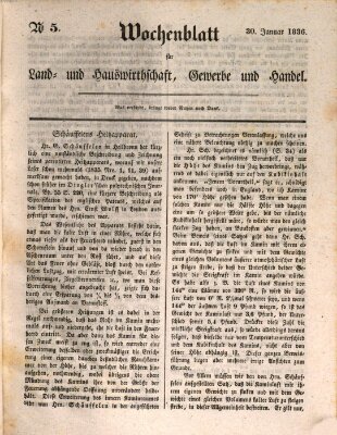 Wochenblatt für Land- und Hauswirthschaft, Gewerbe und Handel (Wochenblatt für Land- und Forstwirthschaft) Samstag 30. Januar 1836
