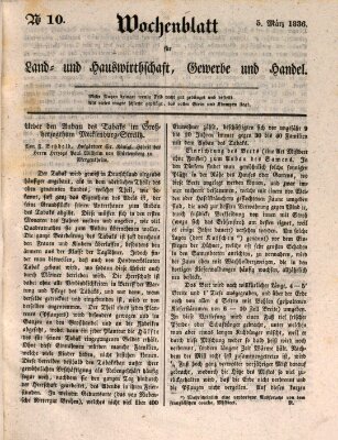 Wochenblatt für Land- und Hauswirthschaft, Gewerbe und Handel (Wochenblatt für Land- und Forstwirthschaft) Samstag 5. März 1836