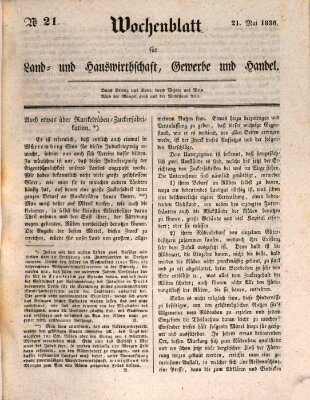 Wochenblatt für Land- und Hauswirthschaft, Gewerbe und Handel (Wochenblatt für Land- und Forstwirthschaft) Samstag 21. Mai 1836