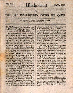 Wochenblatt für Land- und Hauswirthschaft, Gewerbe und Handel (Wochenblatt für Land- und Forstwirthschaft) Samstag 28. Mai 1836