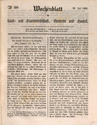 Wochenblatt für Land- und Hauswirthschaft, Gewerbe und Handel (Wochenblatt für Land- und Forstwirthschaft) Samstag 23. Juli 1836