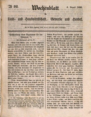 Wochenblatt für Land- und Hauswirthschaft, Gewerbe und Handel (Wochenblatt für Land- und Forstwirthschaft) Samstag 6. August 1836