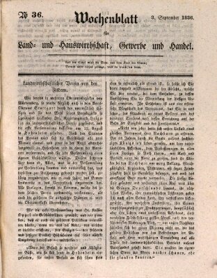 Wochenblatt für Land- und Hauswirthschaft, Gewerbe und Handel (Wochenblatt für Land- und Forstwirthschaft) Samstag 3. September 1836