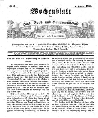 Wochenblatt der Land-, Forst- und Hauswirthschaft für den Bürger und Landmann Freitag 7. Februar 1851