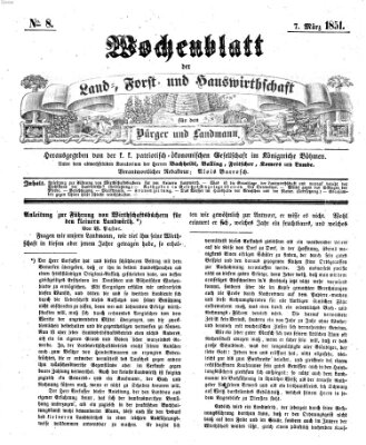 Wochenblatt der Land-, Forst- und Hauswirthschaft für den Bürger und Landmann Freitag 14. März 1851