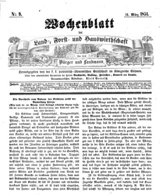 Wochenblatt der Land-, Forst- und Hauswirthschaft für den Bürger und Landmann Freitag 14. März 1851