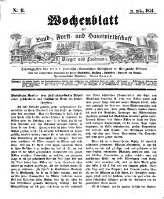 Wochenblatt der Land-, Forst- und Hauswirthschaft für den Bürger und Landmann Freitag 21. März 1851