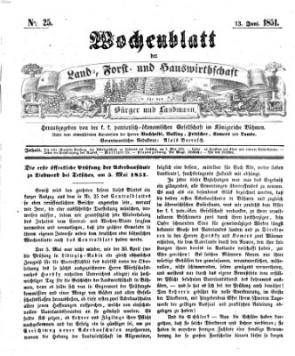 Wochenblatt der Land-, Forst- und Hauswirthschaft für den Bürger und Landmann Freitag 13. Juni 1851