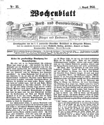 Wochenblatt der Land-, Forst- und Hauswirthschaft für den Bürger und Landmann Freitag 1. August 1851