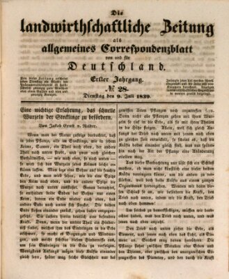 Die landwirthschaftliche Zeitung als allgemeines Correspondenzblatt von und für Deutschland Dienstag 9. Juli 1839