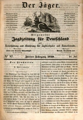 Der Jäger Dienstag 21. Juli 1840