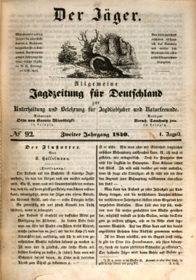 Der Jäger Samstag 1. August 1840