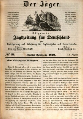 Der Jäger Samstag 15. August 1840