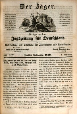 Der Jäger Samstag 5. September 1840