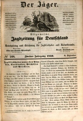 Der Jäger Dienstag 8. September 1840