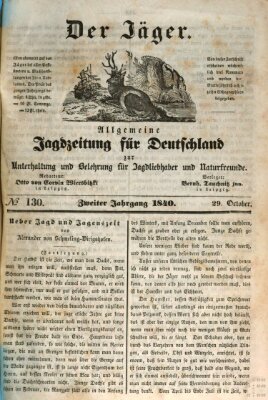 Der Jäger Donnerstag 29. Oktober 1840