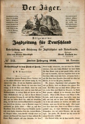 Der Jäger Dienstag 24. November 1840