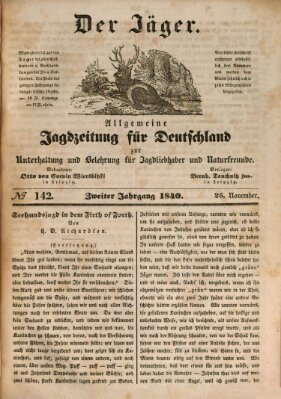 Der Jäger Donnerstag 26. November 1840