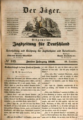 Der Jäger Samstag 28. November 1840