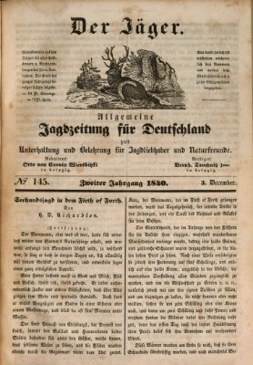 Der Jäger Donnerstag 3. Dezember 1840