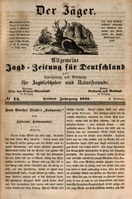 Der Jäger Mittwoch 3. Februar 1841