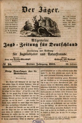 Der Jäger Freitag 26. Februar 1841