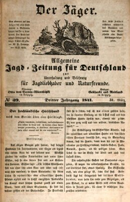 Der Jäger Mittwoch 31. März 1841