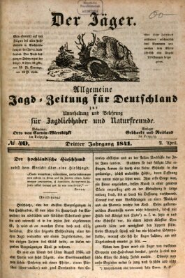 Der Jäger Freitag 2. April 1841