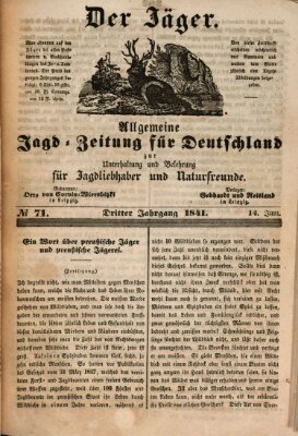 Der Jäger Montag 14. Juni 1841