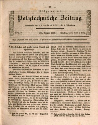 Allgemeine polytechnische Zeitung (Allgemeine Handlungs-Zeitung) Donnerstag 30. Januar 1834