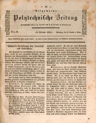 Allgemeine polytechnische Zeitung (Allgemeine Handlungs-Zeitung) Donnerstag 6. Februar 1834