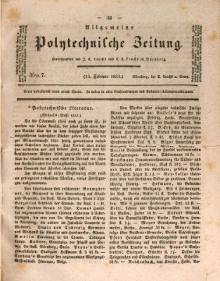 Allgemeine polytechnische Zeitung (Allgemeine Handlungs-Zeitung) Donnerstag 13. Februar 1834