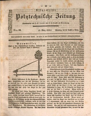 Allgemeine polytechnische Zeitung (Allgemeine Handlungs-Zeitung) Donnerstag 6. März 1834