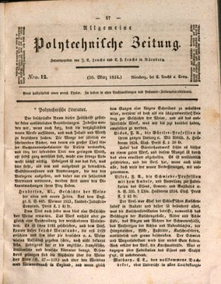 Allgemeine polytechnische Zeitung (Allgemeine Handlungs-Zeitung) Donnerstag 20. März 1834