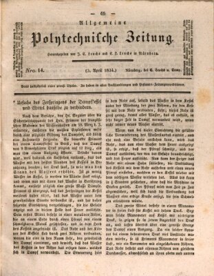 Allgemeine polytechnische Zeitung (Allgemeine Handlungs-Zeitung) Donnerstag 3. April 1834